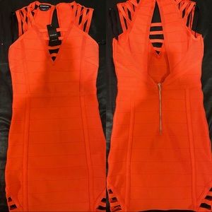 BEBE Orange Bandage Dress